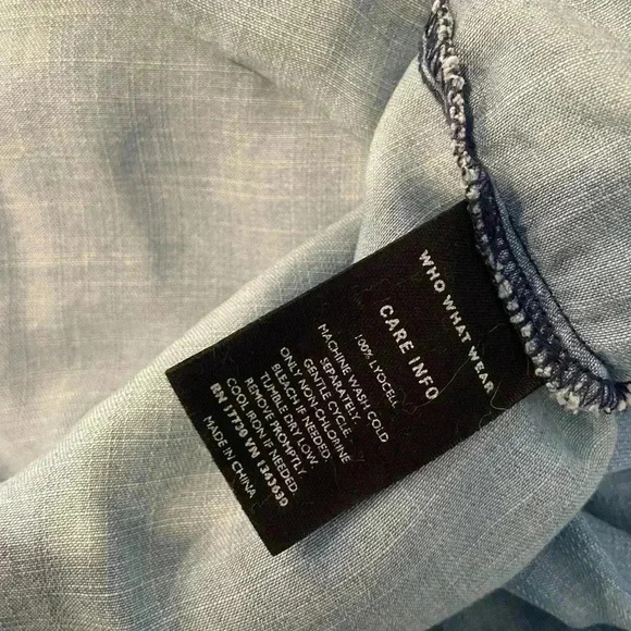 Who What Wear Lyocell Denim Long Sleeve Button Down Large Cuffs Pocket Size M - Picture 8 of 11